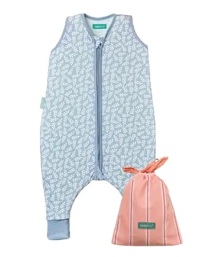 molis&co Baby Schlafsack mit Füßen 0.5 TOG - Blue Garden 90 cm - Baby Schlafsäcke, atmungsaktiv und ideal für warme Nächte, aus 100% Baumwolle (Oeko-TEX 100) für sicheren und komfortablen Schlaf.