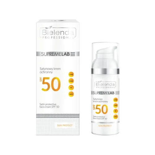 Bielenda Professional Supremelab Sun Protect SPF50 – Satin Finish Gesichtscreme mit UVA UVB HEV IR Schutz, feuchtigkeitsspendend, Anti-Aging Pflege, ideale Make-up Grundlage, für alle Hauttypen