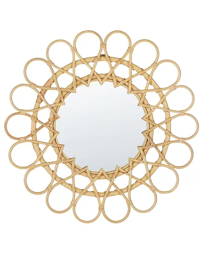 Origineller Rattan Wandspiegel in Sonnenform 60 cm - Babai - Dekorativer Wandspiegel aus echtem Rattan in Sonnenform, robust und pflegeleicht. Perfekt für eklektische, Vintage- und Boho-Stile, vergrößert optisch jeden Raum.