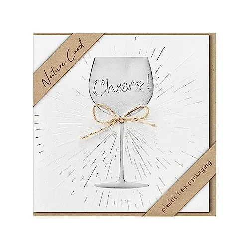 bsb - Cheers Karte - Kraftpapier - Karte mit tollem Motiv - Nachhaltige Karte mit Umschlag - Geschenk beste Freundin oder Freund - Karte Liebe & Freundschaft 15,5 x 15,5 cm