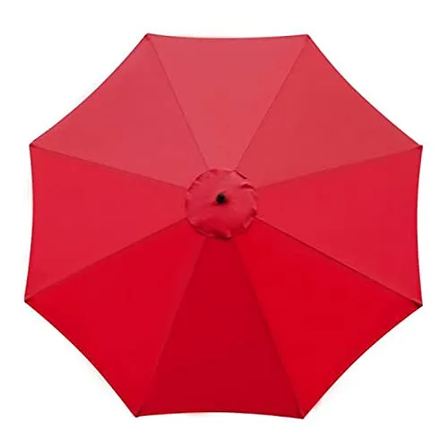 SMLJFO Replacement 8 Rib Parasol Cover, 3 m Market Table Umbrella, UV Protection, Red