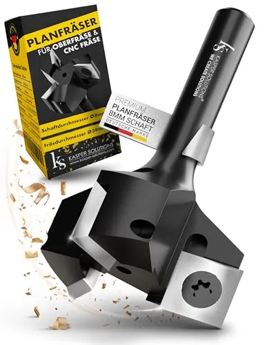 Kasper Solutions® Wendeplattenfräser 8mm und 12mm Schaft - Hochwertiger Fräser für präzise Holzbearbeitung, extrem langlebig mit Hartmetallwendeschneidplatten für eine glatte Oberfläche. Ideal für Handwerker und DIY-Enthusiasten.