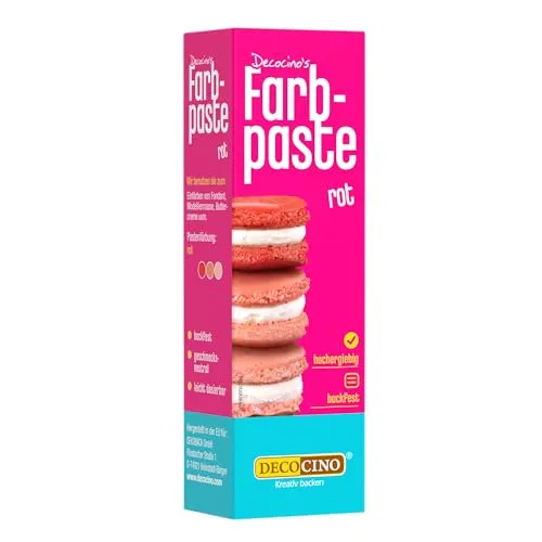 DECOCINO Farbpaste Rot – 20 g – Lebensmittelfarbe, ideal zum Einfärben von Kuchen, Fondant und Cremes – AZO-frei und glutenfrei