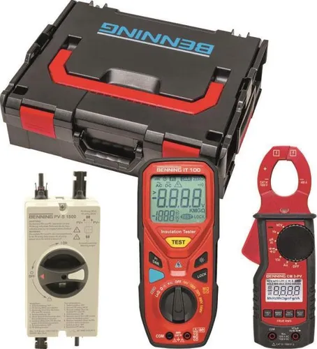 Gerätetester-Set PV 1000 - Professionelles Prüfsystem für PV-Anlagen - Vielseitiges PV-Set zur normgerechten Prüfung netzgekoppelter PV-Systeme bis 1000 V. Inklusive hochwertiger Messgeräte für präzise Ergebnisse und einfache Handhabung.