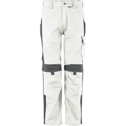 Bundhose "BESTWORK NEW" - 102 - weiß/grau - Hochwertige Arbeits- und Schutzkleidung für Bau und Handwerk. Die strapazierfähige Bundhose bietet optimalen Tragekomfort und Sicherheit mit CORDURA®-Kniepolstertaschen sowie reflektierenden Applikationen für bessere Sichtbarkeit.