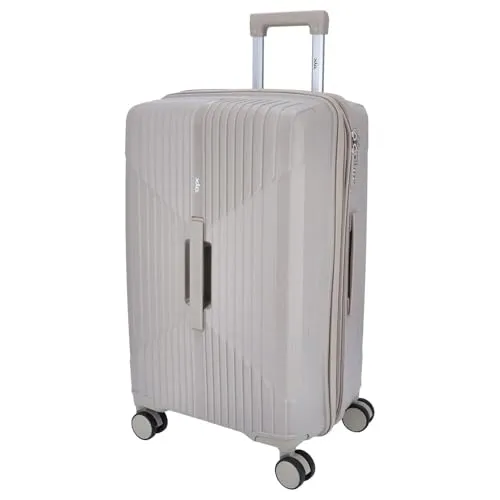 DYX 4-Rad Trolley M 67 cm New York beige - Geräumiger Hartschalenkoffer mit Dehnfalte für extra Stauraum, TSA-Zahlenschloss und 360° drehbaren Rollen – ideal für sicheres und komfortables Reisen.