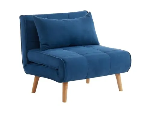 Vente-unique Schlafsessel CHILA - Blau - Relaxsessel & -liegen mit Schlaffunktion, aus recyceltem Polyurethanschaum für komfortables Sitzen und Schlafen, ideal für kleine Räume oder Gästezimmer.