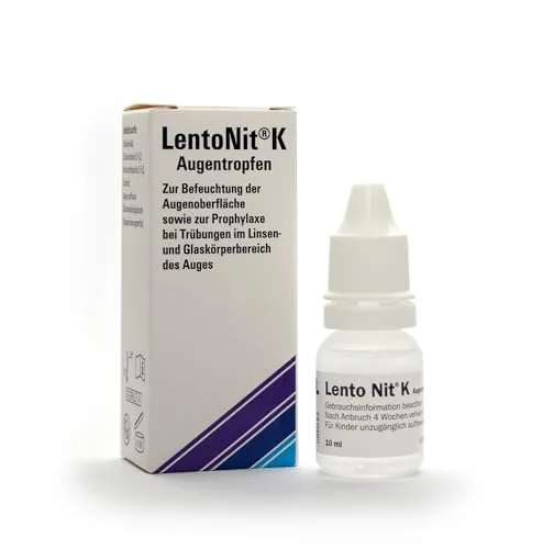 Lento Nit K Augentropfen 10 ML - Arzneimittel zur Befeuchtung der Augenoberfläche, ideal zur Prophylaxe bei Trübungen im Linsen- und Glaskörperbereich. Sicherer Gebrauch mit minimalen Nebenwirkungen.
