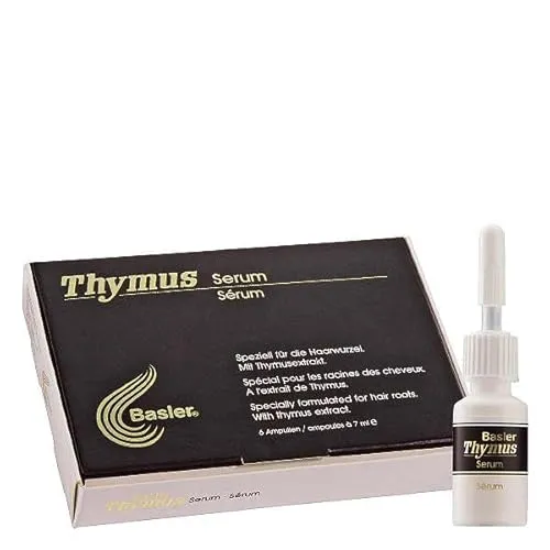 basler Thymus Haarwurzel Serum 6 x 7 ml - Haarkosmetik zur Stärkung der Haarwurzeln mit echtem Thymus-Drüsenextrakt, ideal gegen Haarausfall und Schuppen. Für vitales, glänzendes Haar.