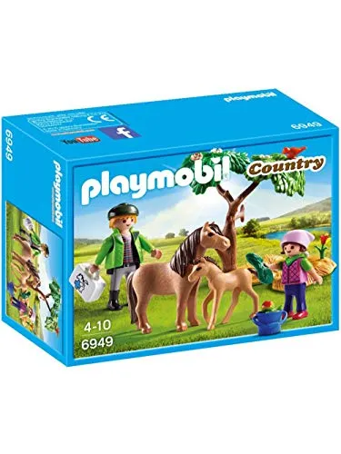 PLAYMOBIL 6949 - Ponymama mit Fohlen - Tierfiguren für Kinder, ideal für kleine Hände und stundenlangen Spielspaß mit abgerundeten Kanten und robustem Design.
