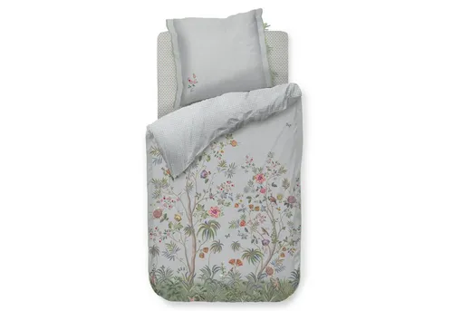 Pip Studio Bettwäsche Il Paradiso Hellblau - Bettwäsche-Set aus 100% Baumwolle in Wendeoptik, mit farbenfrohem Blumen- und Tiermotiv. Hautsympathisch, pflegeleicht und für alle Jahreszeiten geeignet. Lieferumfang: Decken- und Kissenbezug.