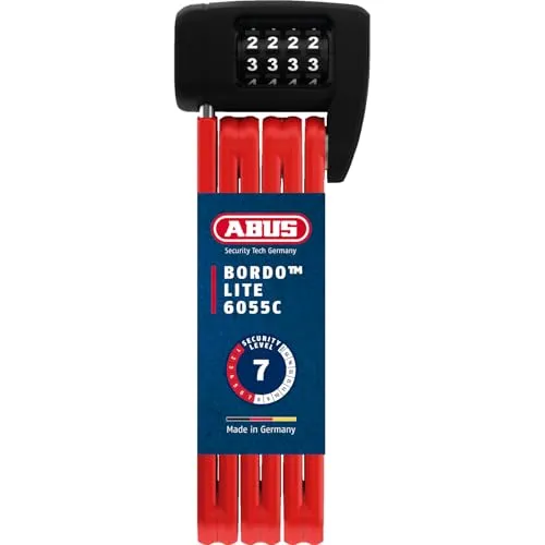 ABUS Faltschloss Bordo Lite 6055C SH - Extra-leichtes Zahlenschloss mit Halterung - Faltschloss für Fahrräder, besonders leicht und stabil mit 4-stelligem Zahlencode für schlüsselloses Öffnen und ABUS-Sicherheitslevel 7 - ideal für Sportler.