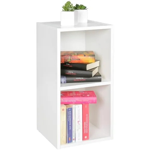 Wohnling Bücherregal WL5.175, weiß - Modernes Würfelregal aus Holz mit 2 Fächern, ideal für platzsparende Aufbewahrung in jedem Raum. Maße: 30 x 60 x 30 cm.