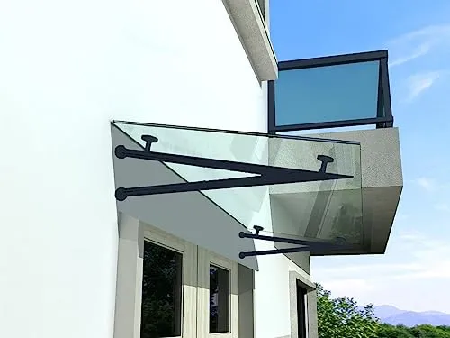 BuyLando.Shop Typ-7016 Glasvordach VSG - Elegante Überdachung für Eingänge - Vordach aus VSG-Glas mit witterungsbeständigem Edelstahlhalter in RAL 7016, ideal für stilvolle Eingänge und langlebigen Schutz.
