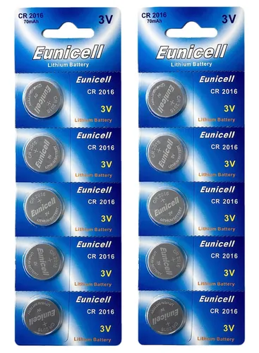 ☀️☀️☀️☀️☀️ 10 x CR2016 3V Lithium Batterie Knopfzelle ( 2 Card a 5 Stück ) Euni