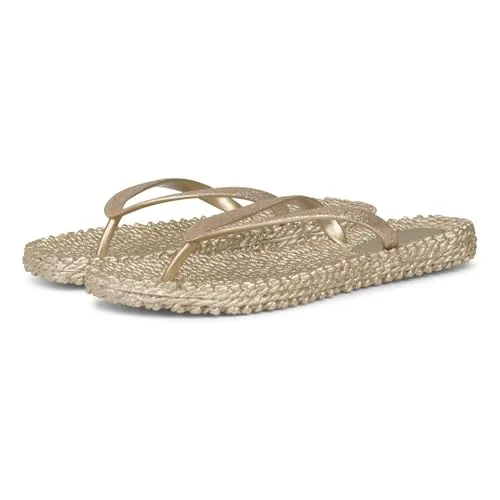 Ilse Jacobsen HORNBÆK | Cheerful01 | Damen Flip Flops mit Glitter | Dänische Design | Sommer Strand Zehentrenner | Platin | 39 EU