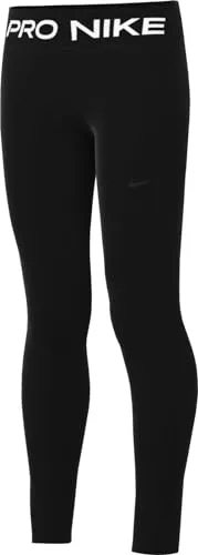 Nike Girls Pro Tights - Schwarz-Weiss, M - Fitnesshosen mit schweißableitender Dri-Fit Technologie und strategischen Mesh-Einsätzen für optimale Atmungsaktivität. Ideal für Multi-Sport-Aktivitäten und eine sichere Passform dank breitem Bund.
