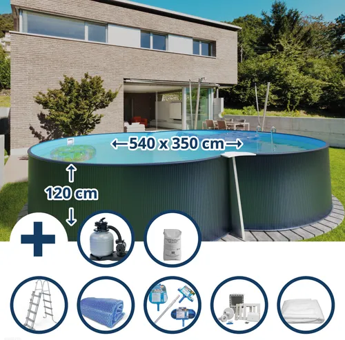 Waterman Achtformpool Stahlwandpool Set (8-teilig) 540x350 - Erlebe den Luxus eines eigenen Pools mit dem eleganten Achtform-Stahlwandpool. Hochwertige Materialien garantieren Langlebigkeit und Stabilität. Ideal für kreative Heimwerkerprojekte und entspannte Sommertage.