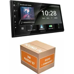 Kenwood DMX5023DABS Autoradio Einbaupaket für Passat B7 mit Lenkradfernbedienung - Komplettlösung für VW Passat B7 (2010-2014): Kenwood DMX5023DABS, 2-DIN-Radioblende und Lenkradinterface. Einfacher Austausch ohne Schneiden oder Löten – für besten Musikgenuss und komfortable Bedienung.