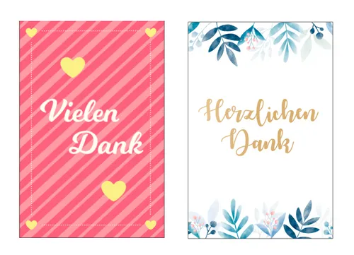 Dankeskarten 12x18cm Klappkarten mit 10 Umschläge Dankekarten Karten Danke 10
