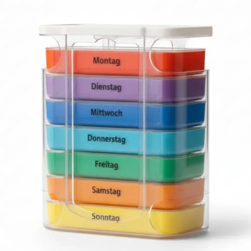 IEA Medical Tablettenbox 7 Tage - Transparent, mit Fächern für morgens, mittags, abends, nachts - Persönlicher Tabletten-Organizer mit 7 Fächern für jeden Wochentag, hilft bei der zeitgenauen Einnahme von Medikamenten und ist ideal für Menschen mit einem vollen Terminkalender.