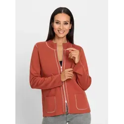 Heine Cardigan in Rot - Größe 40 - Stylischer Cardigan mit Rundhalsausschnitt und Reißverschluss, ideal für vielseitige Outfits. Die aufgesetzten Taschen und der gerade Schnitt bieten praktischen Komfort.