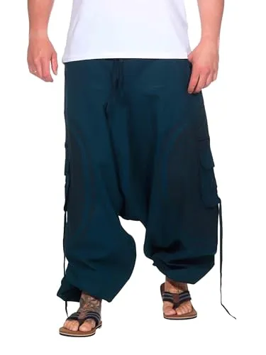 Kunst und Magie Trendige Haremshose Petrol - Unisex Haremshose aus 100% Baumwolle mit bunten Mustern, bequemem Kordelzug und praktischen Taschen. Perfekt für lässige Outfits und vielseitig kombinierbar.