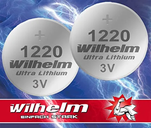 CR1220 CR 1220 WILHELM Lithium Knopfzelle 3V 40mAh ø12x2,0mm Batterie DL1220 2 x