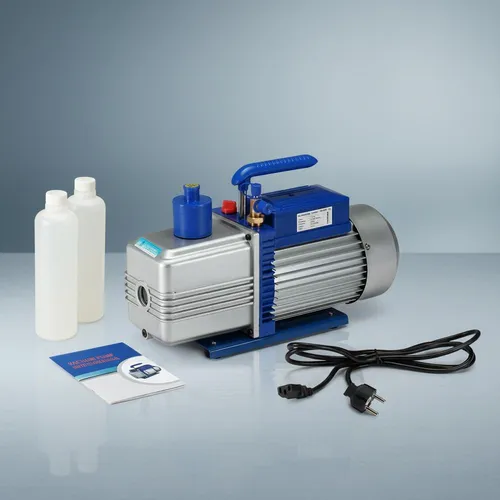 Vakuumpumpe 2-stufig 284 l/min für Klimaanlagen - Blau - Leistungsstarke 2-stufige Vakuumpumpe mit 284 l/min, ideal für professionelle Anwendungen in Klima- und Kältetechnik. Robustes Aluminiumgehäuse und einfache Handhabung für vielseitigen Einsatz.