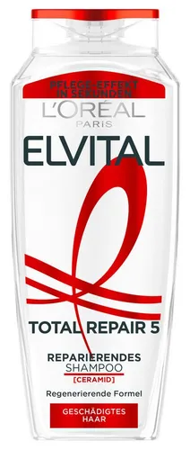 L'ORÉAL PARIS Elvital Total Repair 5 Shampoo, 6-tlg. Packung - Shampoos, bekämpft 5 Probleme geschädigter Haare und sorgt für Struktur-Aufbau, Widerstandskraft, Vitalität und Glanz.