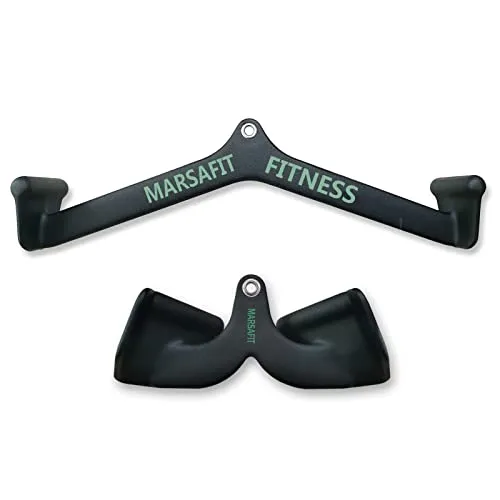 MARSAFIT Home Gym Fitness Rowing T-bar V-bar Pulley Cable Machine Attachments Bicep Curl Tricep Lat pulldown Bar Back Strength Training Handle Grips Lat Pull Down Bar Press Down Exercises (Style 1)