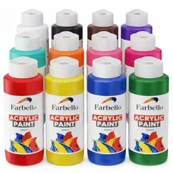 FARBELLO Acrylfarben Set 12 x 100 ml – Hochpigmentiert, Wasserfest, für Leinwand, Holz, Stein & Papier (12 Farben)
