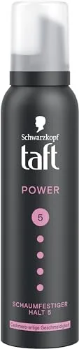 Schwarzkopf Taft Schaumfestiger Power Cashmere (150ml) - Hochwertiger Schaumfestiger für geschmeidiges Haar mit Haltegrad 5. Ideal für trockenes Haar, bietet langanhaltenden Halt und schützt vor Föhnschäden. Vegane Formel für ein sanftes Styling.