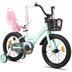 Joystar 14 Zoll Mädchenfahrrad mit Puppensitz und Korb - Das ideale Kinderfahrrad mit Stützrädern für sichere Fahrten. Ausgestattet mit einem geschlossenen Kettenschutz und einem multifunktionalen Frontkorb, fördert es die Selbstständigkeit Ihres Kindes und sorgt für unbeschwerte Abenteuer.