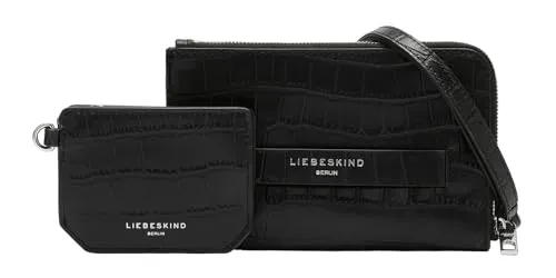 Liebeskind Berlin LORA CROCO Multi Pouch, black One Size - Umhängetasche aus feinem Rindsleder in Kroko-Optik, bietet sicheren Stauraum für Essentials und ist mit einem längenverstellbaren Trageriemen ausgestattet.