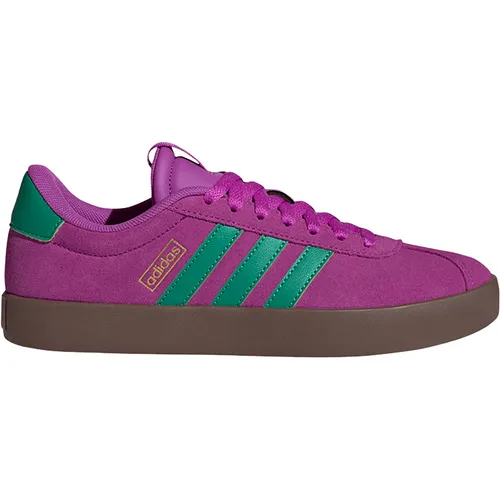 adidas Damen VL Court 3.0 Schuhe – Lila Burst/Court Green/Gold, 44 EU - Stylische Damen-Sneaker mit regulärer Passform und Schnürsenkeln. Der Dämpfungseffekt der Zwischensohle sorgt für hohen Tragekomfort, ideal für den Alltag.