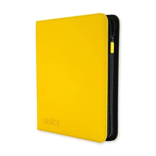 Vault X 12 XL-Taschen-Trading-Kartenordner mit Reißverschluss, 624 Karten, Premium Exo-Tec-Albummaterial, 26 seitlich ladbare Seiten, Sammelordner für Sammelkartenspiele, Sportkarten, TCG (Gelb)