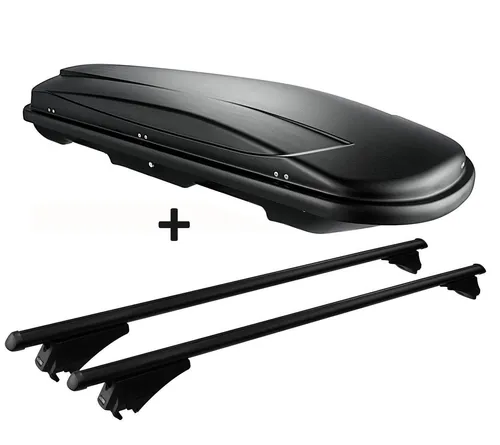 Skibox schwarz VDP JUXT500 lit+Dachträger Alu für für Mitsubishi Outlander PHEV
