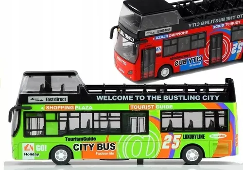 Autobus Piętrowy Turystyczny 1:32 Otwierane Drzwi Zielony Leantoys 5902808154068