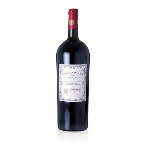 Doppio Passo Primitivo Magnum - 1,5l Rotwein - Erleben Sie italienisches Trinkvergnügen mit der Doppio Passo Primitivo Magnumflasche. Intensives Aroma von schwarzen Beeren und Kakao, perfekt für gesellige Anlässe!