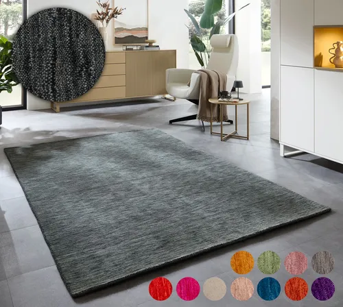 Wollteppich OTTO HOME "Karchau", dunkelgrau, 60x90cm - Der Wollteppich "Karchau" von OTTO HOME im eleganten Uni-Design sorgt für ein angenehmes Raumklima. Mit einer Höhe von nur 13 mm ist er pflegeleicht und ideal für Fußbodenheizungen.