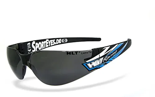 HSE® SportEyes® | UV400 Schutzfilter, HLT® Kunststoff-Sicherheitsglas nach DIN EN 166 | Sportbrille, Radbrille, Sonnenbrille| Brillengestell: schwarz, Brille: SPRINTER 3.0 RS