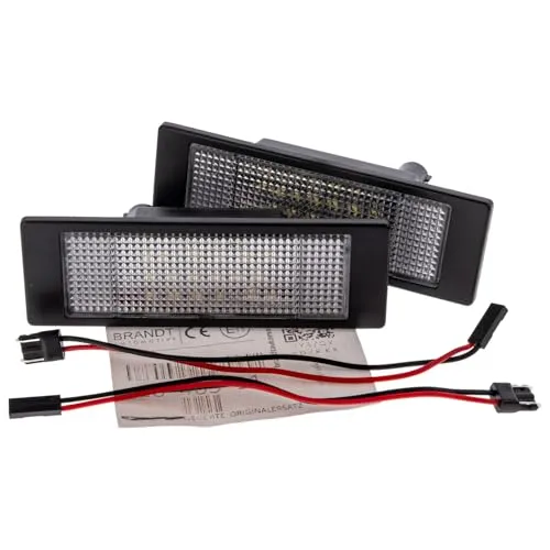 BRANDT Kennzeichenleuchten + Kabel 6000K LED kompatibel mit Mini R56 R55 R57 R58 R59 R60 R61 F54 Cluman Countryman Cooper Coupe Cabrio John Works S One Kennzeichenbeleuchtung