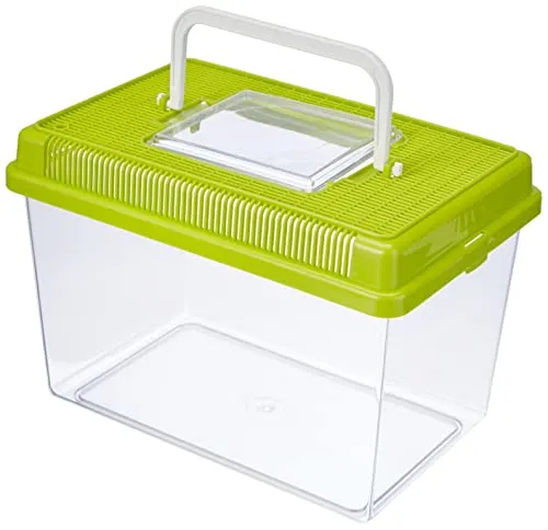 Ferplast Acquario in plastica per pesci GEO MEDIUM Vasca 2,5 L Contenitore per piccoli animali acquario terrario insetti tartarughe, Robusta plastica, Fessure di ventilazione, Maniglia per facile trasporto, 23,2 x 15,3 x h 16,6 cm Verde