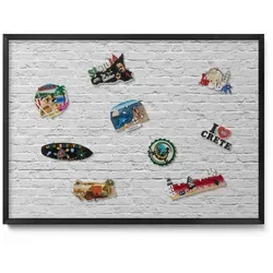 Tulup Magnettafel Grau 70x50 cm mit schwarzem Rahmen - Dekorative Wandtafel für das Homeoffice, ideal zur Organisation von Notizen und Gedanken, passt perfekt an jede Ziegelwand.
