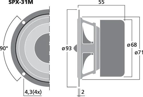 Monacor SPX-31M Breitbandlautsprecher - Lautsprecher mit hervorragender Klangqualität, ideal für Musikliebhaber und Heimkino-Anwendungen.