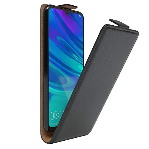 EAZY CASE Hülle kompatibel mit Huawei P Smart (2019) Flip Cover zum Aufklappen, Handyhülle aufklappbar, Schutzhülle, Flipcover, Flipcase, Flipstyle Case vertikal klappbar, aus Kunstleder, Schwarz
