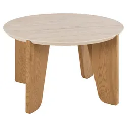 Actona Beistelltisch Dockland rund Ø 80 cm - Couchtisch mit modernem Travertin-Design und natürlicher Wildeichenoptik, ideal für stilvolle Wohnräume.