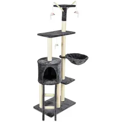 SEVICO Kratzbaum für Katzen 140 cm - Spielbaum mit Sisal und Versteck - Kratzbaum für Katzen 140 cm - Ideal für Spiel und Entspannung, mit mehreren Plattformen und einem gemütlichen Haus, perfekt für aktive Katzen.