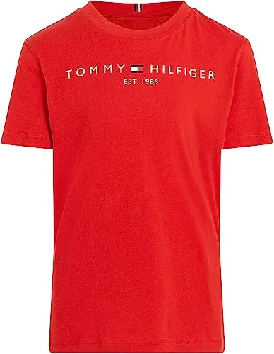 Tommy Hilfiger Kinder Unisex T-Shirt Kurzarm Essential Tee, Rot (Deep Crimson) - T-Shirts für Jungen, aus 100% Bio-Baumwolle für optimalen Komfort und lässigen Stil. Ideal für jeden Anlass und vielseitig kombinierbar.